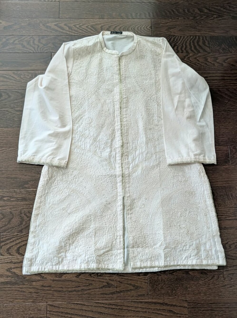 J. Pret Beige Embroidered Lawn Kurti